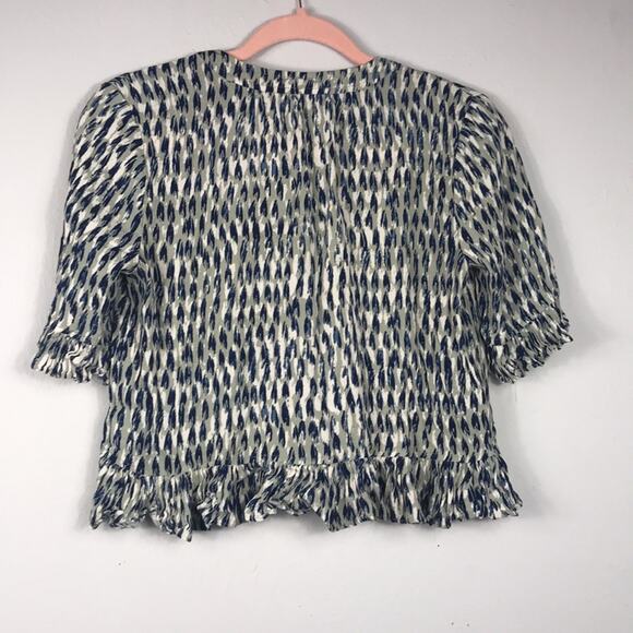 Madewell Sunpleat Lace-Up Top in Painted Feathers size S - Picture 5 of 11
